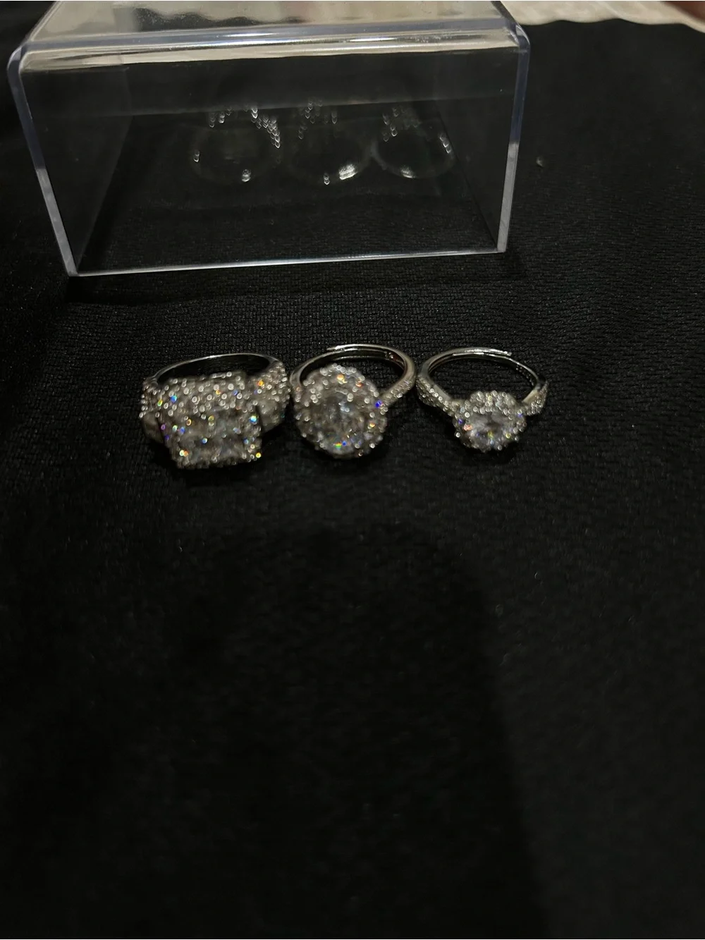 Sterling Silver Round Halo Diamond Engagement Ring - White